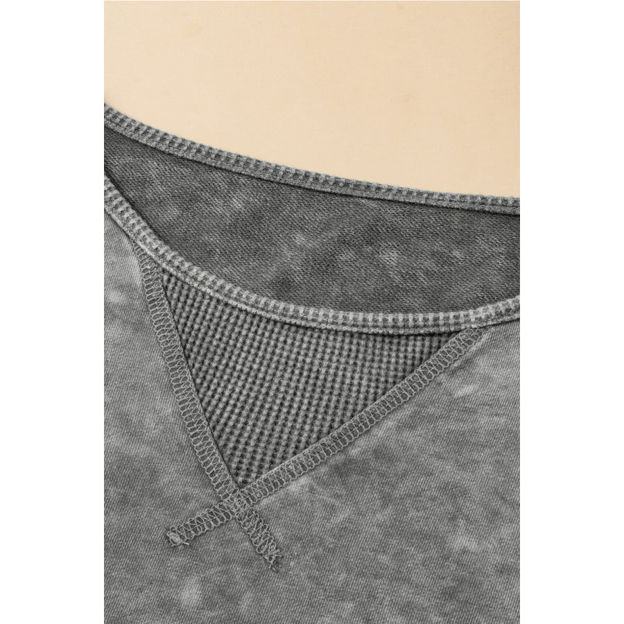 Orchid Petal Mineral Wash Drop Sleeve Patchwork Plus Tee Plus Size/Plus Size Tops/Plus Size Tops & Tees