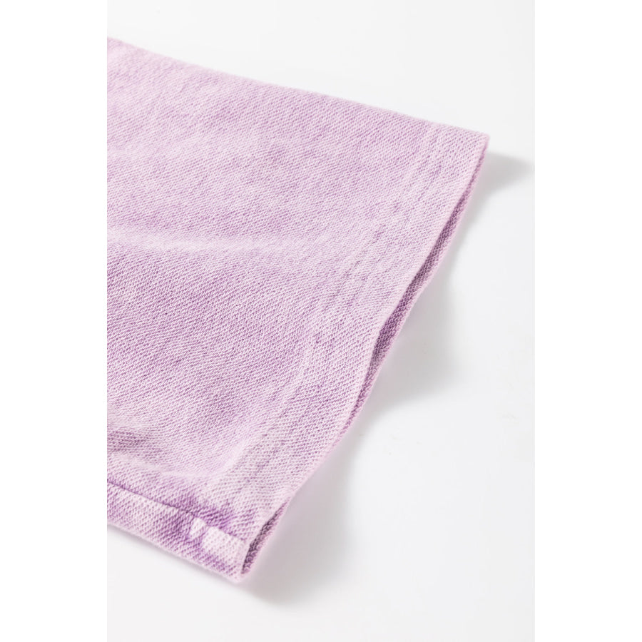 Orchid Petal Mineral Wash Drop Sleeve Patchwork Plus Tee Plus Size/Plus Size Tops/Plus Size Tops & Tees