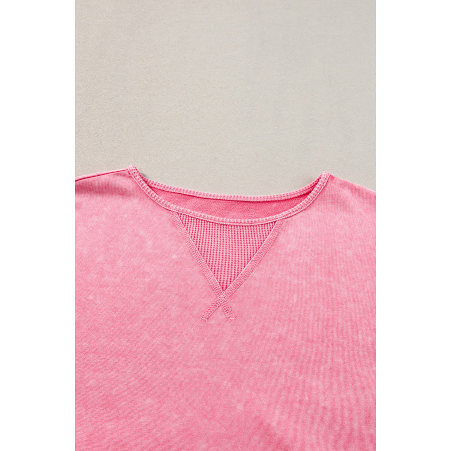 Orchid Petal Mineral Wash Drop Sleeve Patchwork Plus Tee Plus Size/Plus Size Tops/Plus Size Tops & Tees