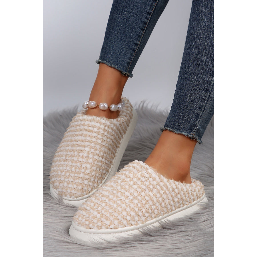 Pale Khaki Two-tone Knitted Warm Homewear Slippers Shoes & Bags/Slippers