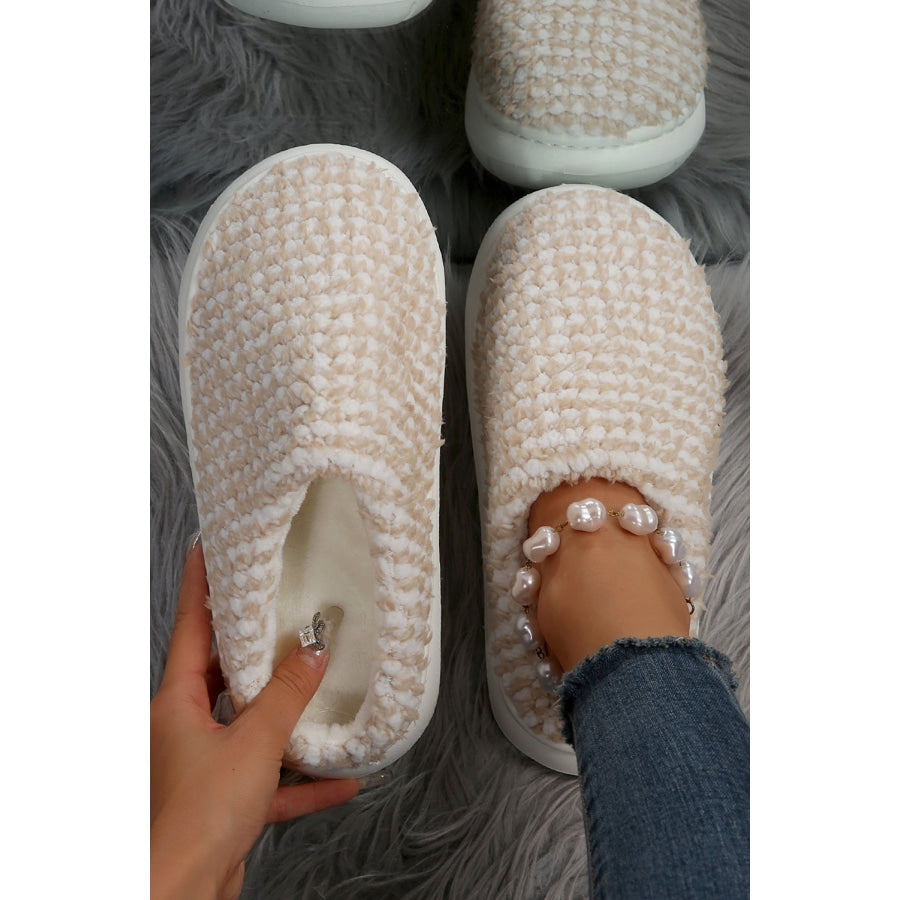 Pale Khaki Two-tone Knitted Warm Homewear Slippers Shoes & Bags/Slippers