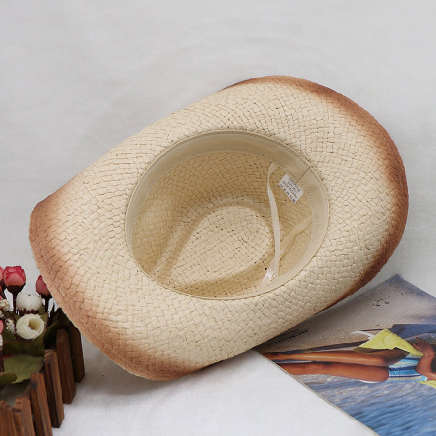 Papyrus Wide Brim Cowboy Hat Beige / One Size Apparel and Accessories