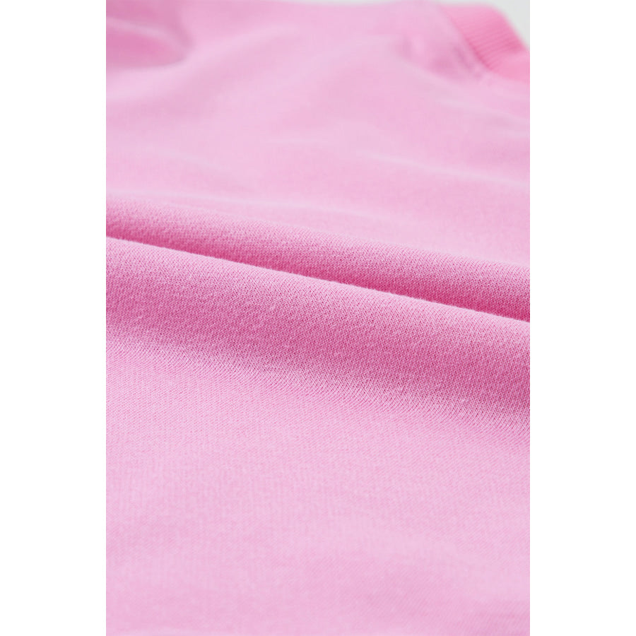 Pearl Detail Ribbed Round Neck Sweatshirt Apparel and Accessories