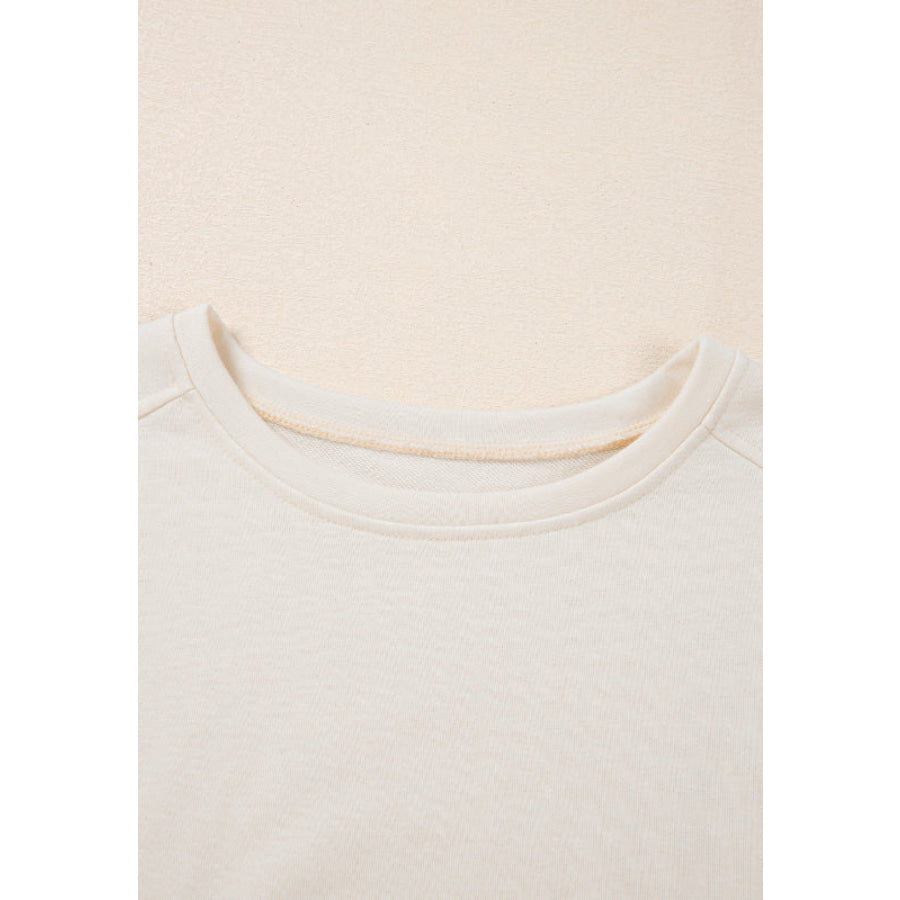 Pearl Detail Round Neck Half Sleeve Blouse Apparel and Accessories