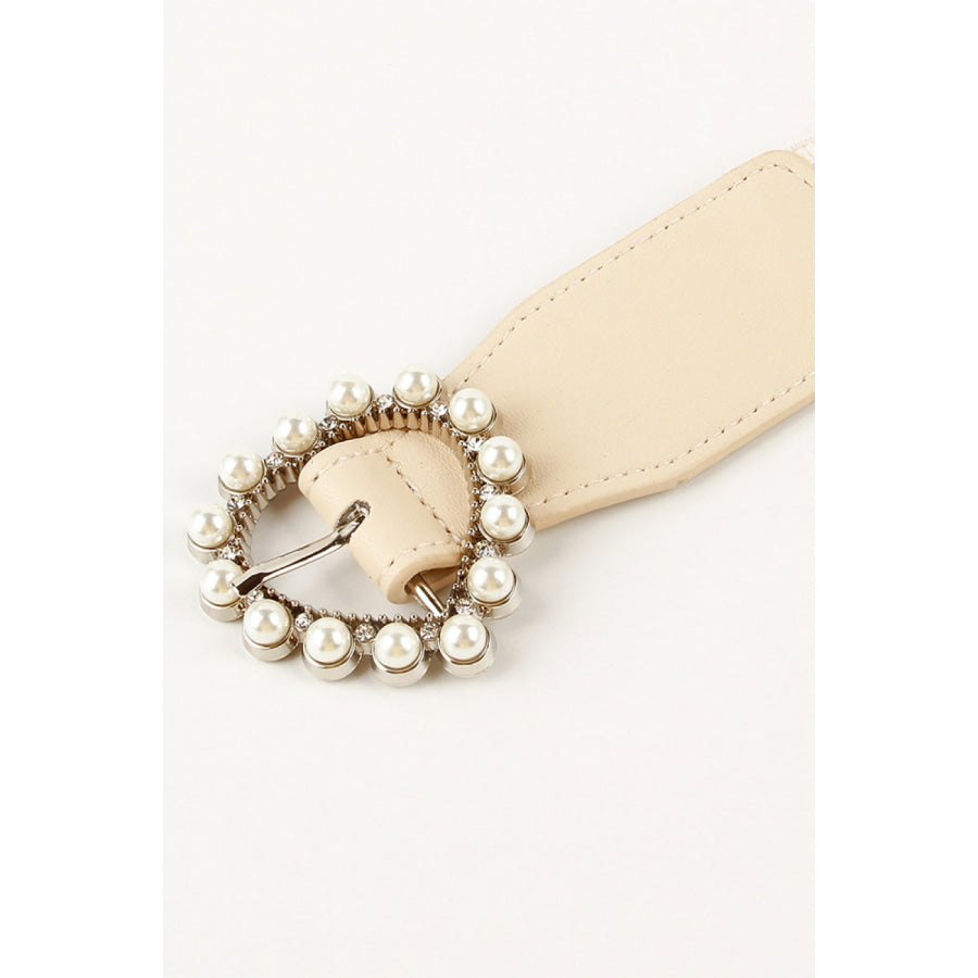 Pearl Heart Buckle Elastic Belt