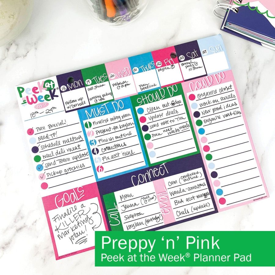 Peek at the Week® Weekly Planner Pad Preppy ’n’ Pink 2.0 Pads