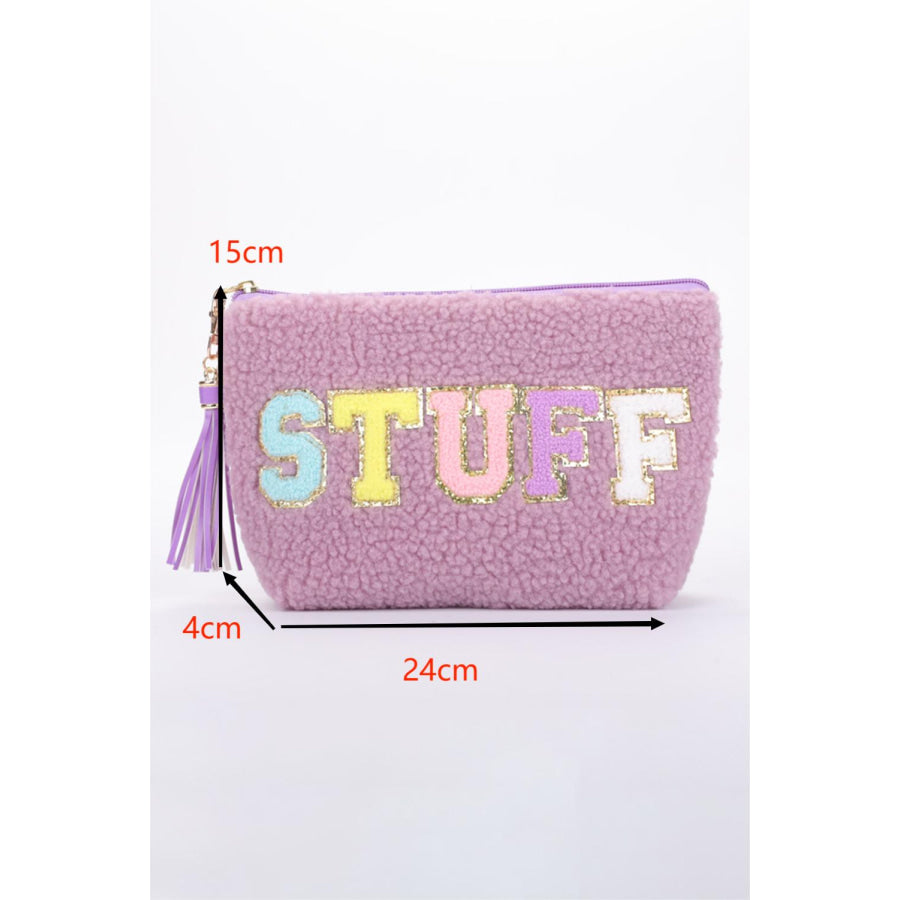 Phalaenopsis Sparkle Letter Pattern Tassel Zipper Makeup Bag Phalaenopsis / ONE SIZE / 100% Polyester Shoes & Bags/Makeup Bags