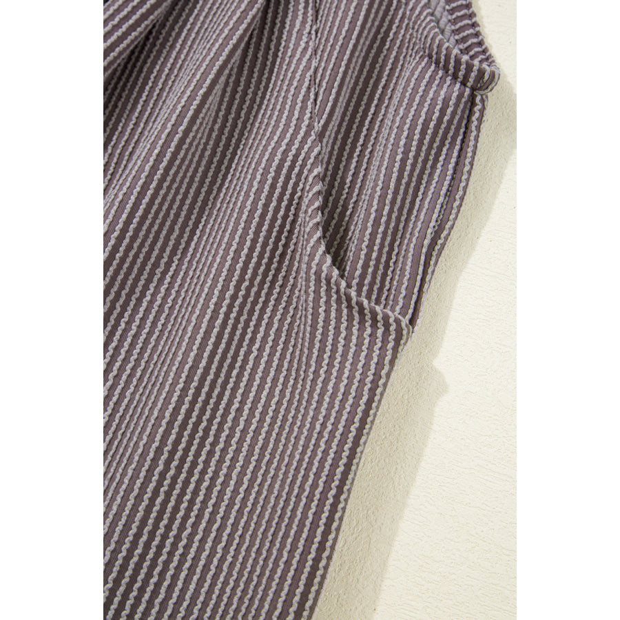 Philippine Gray Corded Adjustable Straps Wide Leg Loose Overall Bottoms/Jumpsuits & Rompers