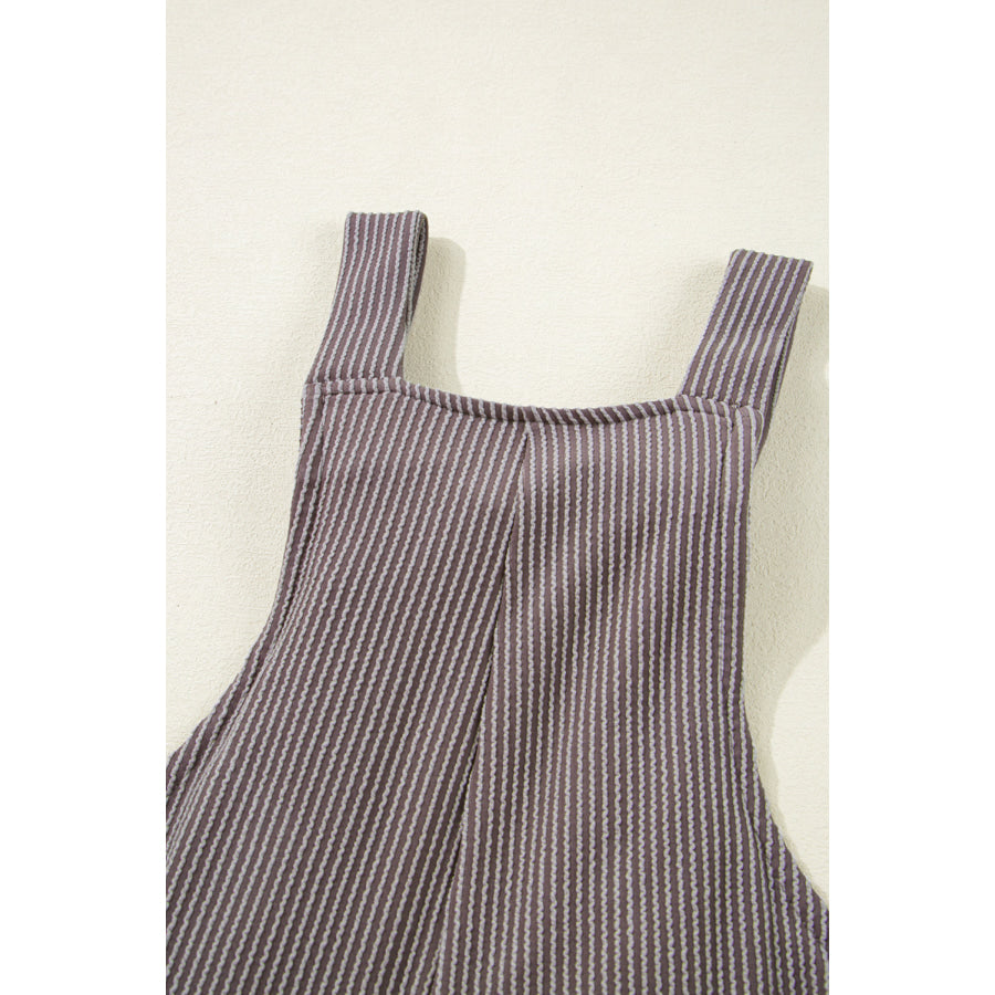 Philippine Gray Corded Adjustable Straps Wide Leg Loose Overall Bottoms/Jumpsuits & Rompers