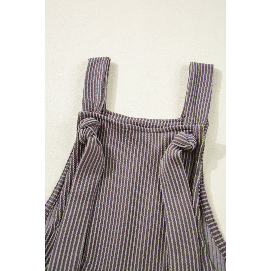 Philippine Gray Corded Adjustable Straps Wide Leg Loose Overall Bottoms/Jumpsuits & Rompers