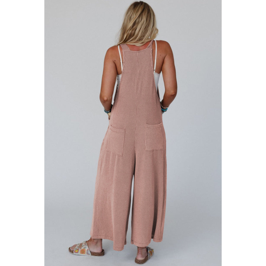 Philippine Gray Corded Adjustable Straps Wide Leg Loose Overall Bottoms/Jumpsuits & Rompers