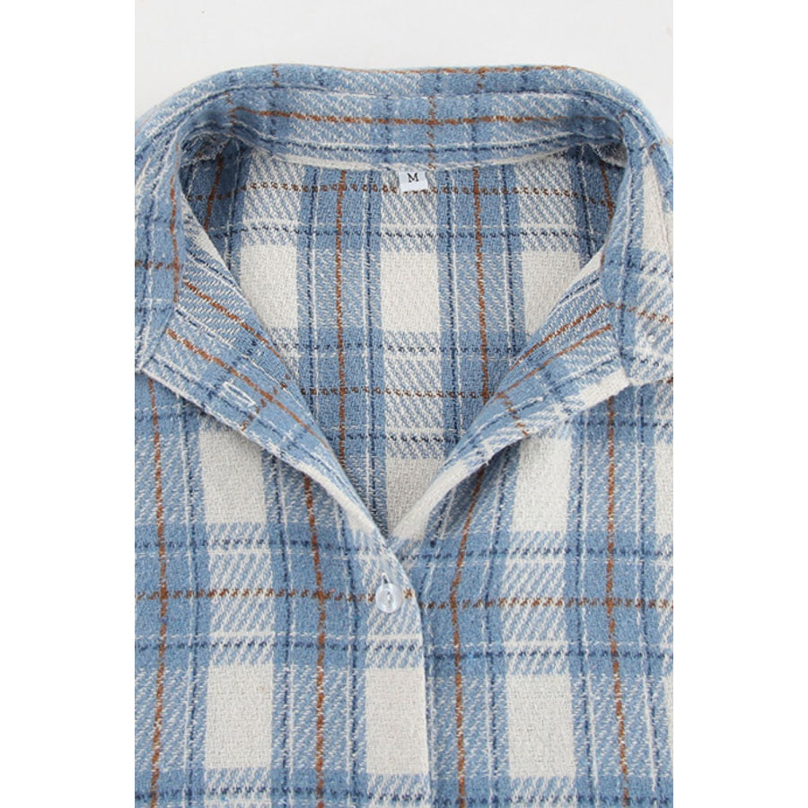 Plaid Button Up Long Sleeve Jacket Apparel and Accessories