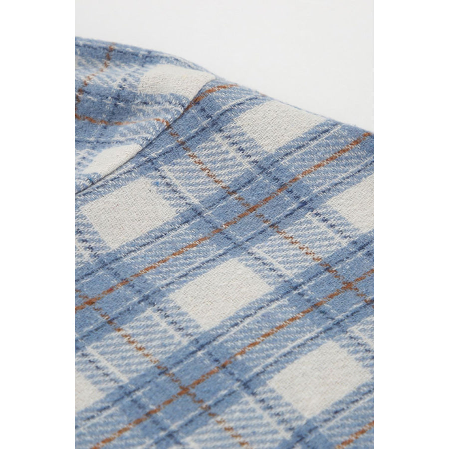 Plaid Button Up Long Sleeve Jacket Apparel and Accessories