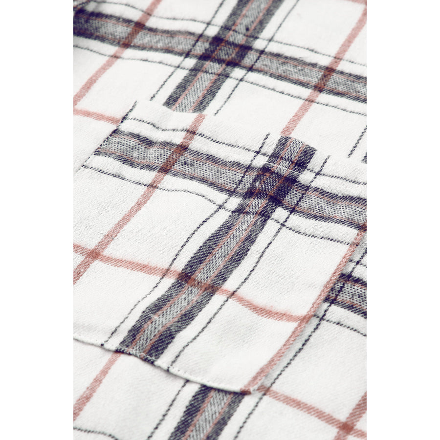 Plaid Button Up Long Sleeve Shacket Apparel and Accessories