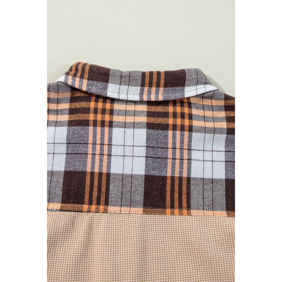 Plaid Button Up Long Sleeve Shacket Apparel and Accessories