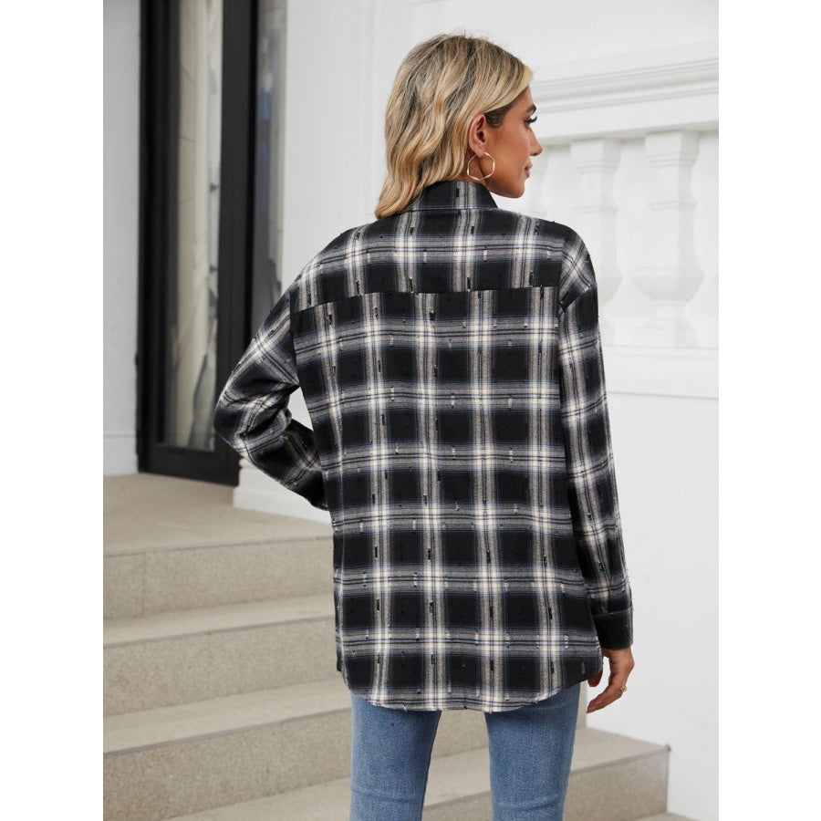 Plaid Button Up Long Sleeve Shirt Apparel and Accessories