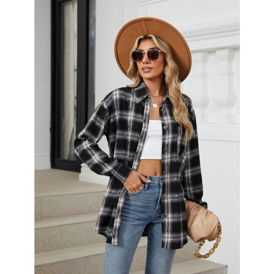 Plaid Button Up Long Sleeve Shirt Apparel and Accessories