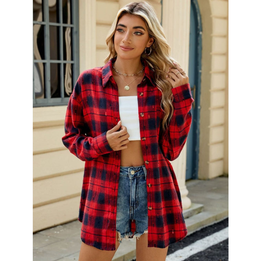 Plaid Button Up Long Sleeve Shirt Apparel and Accessories
