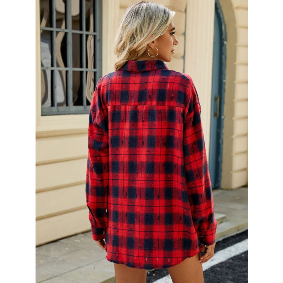 Plaid Button Up Long Sleeve Shirt Apparel and Accessories