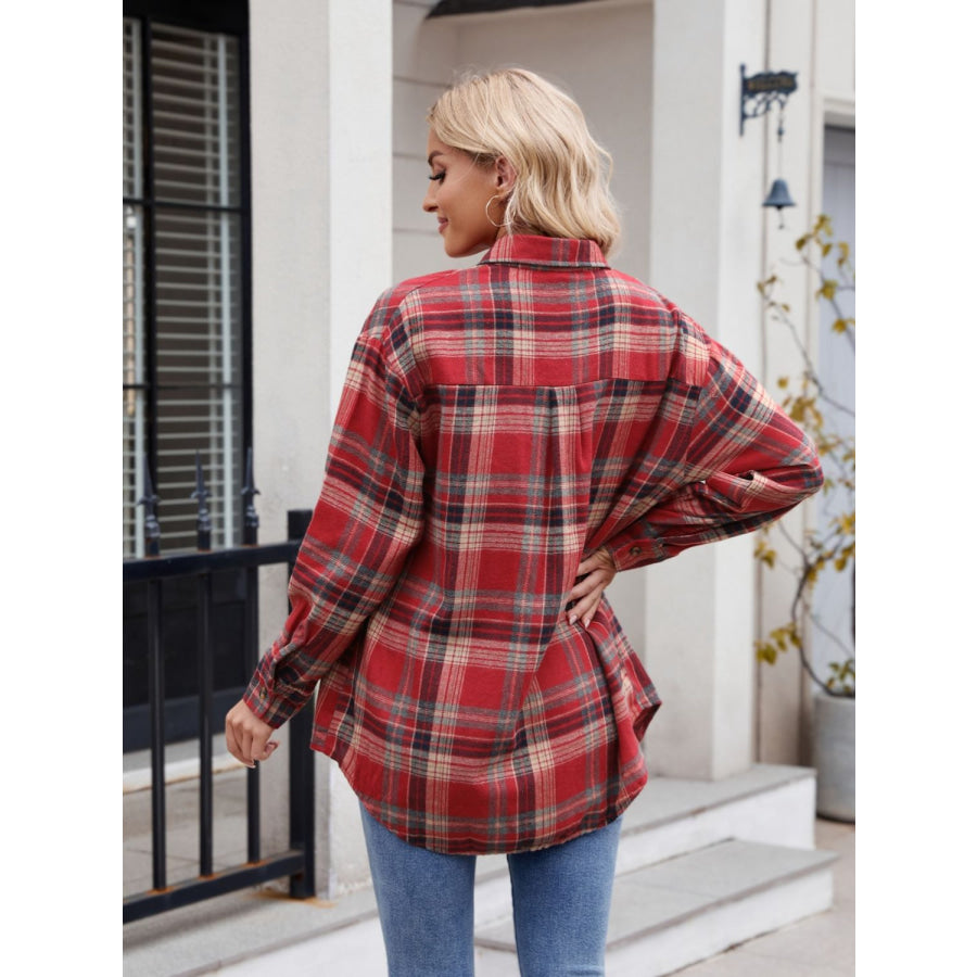 Plaid Button Up Long Sleeve Shirt Apparel and Accessories