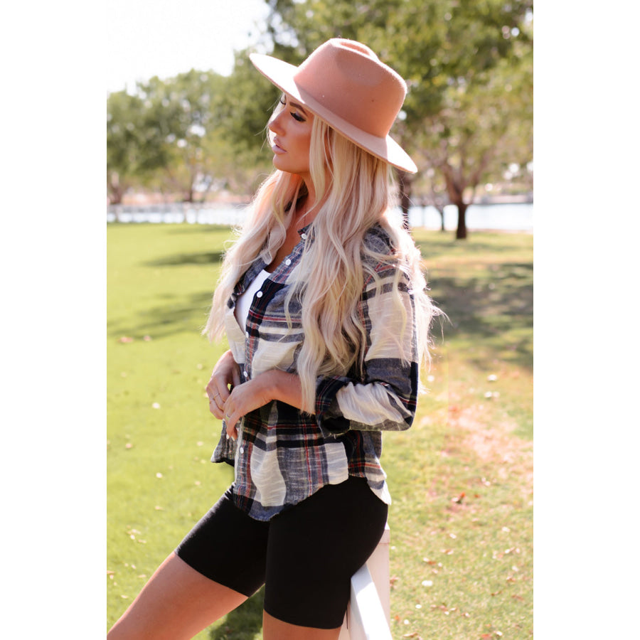 Plaid Button Up Long Sleeve Shirt Apparel and Accessories