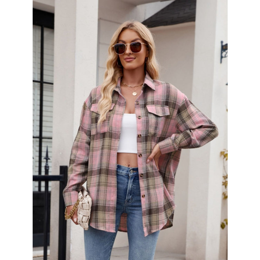 Plaid Button Up Long Sleeve Shirt Apparel and Accessories