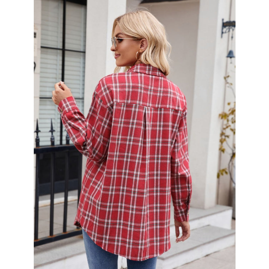 Plaid Button Up Long Sleeve Shirt Apparel and Accessories