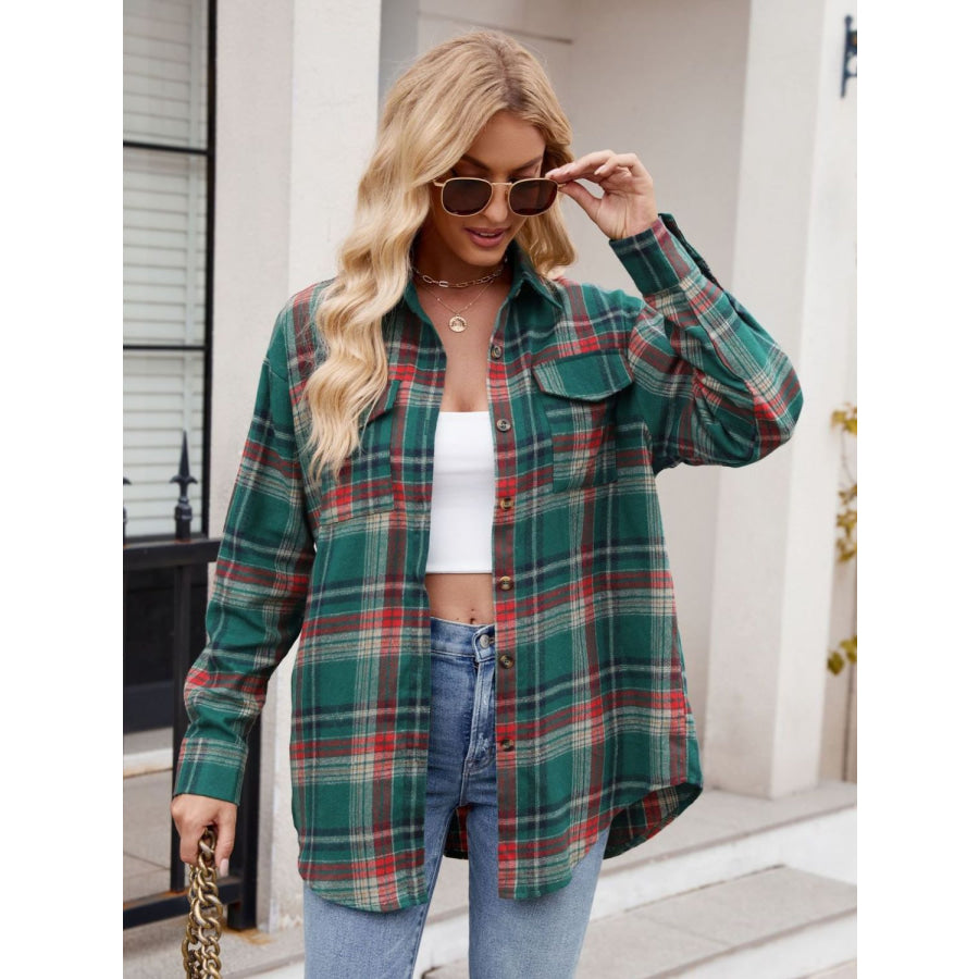 Plaid Button Up Long Sleeve Shirt Apparel and Accessories