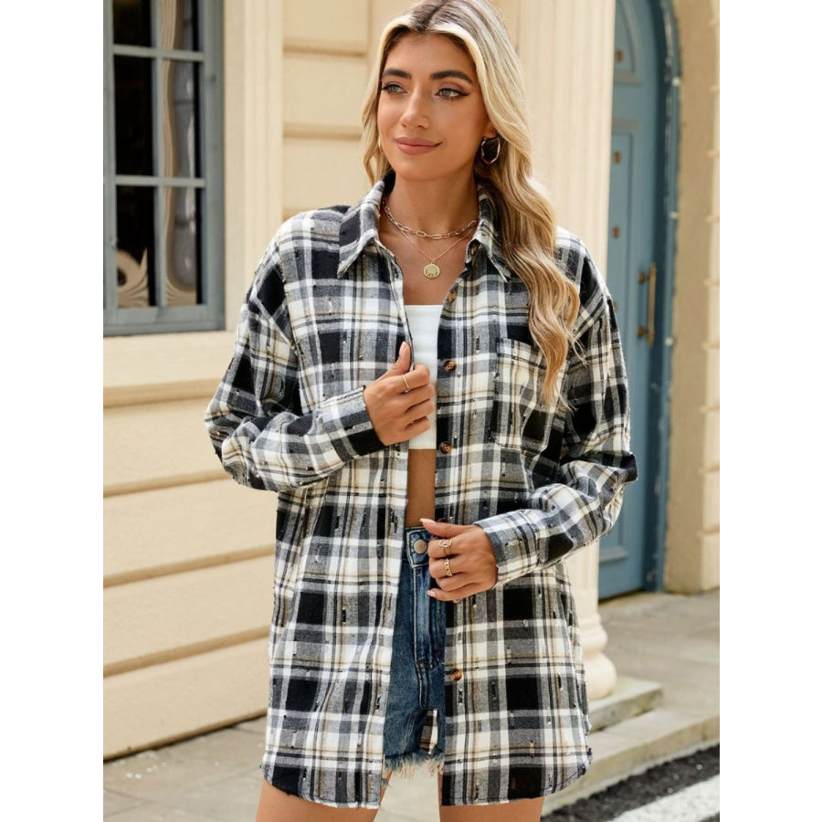 Plaid Button Up Long Sleeve Shirt Apparel and Accessories