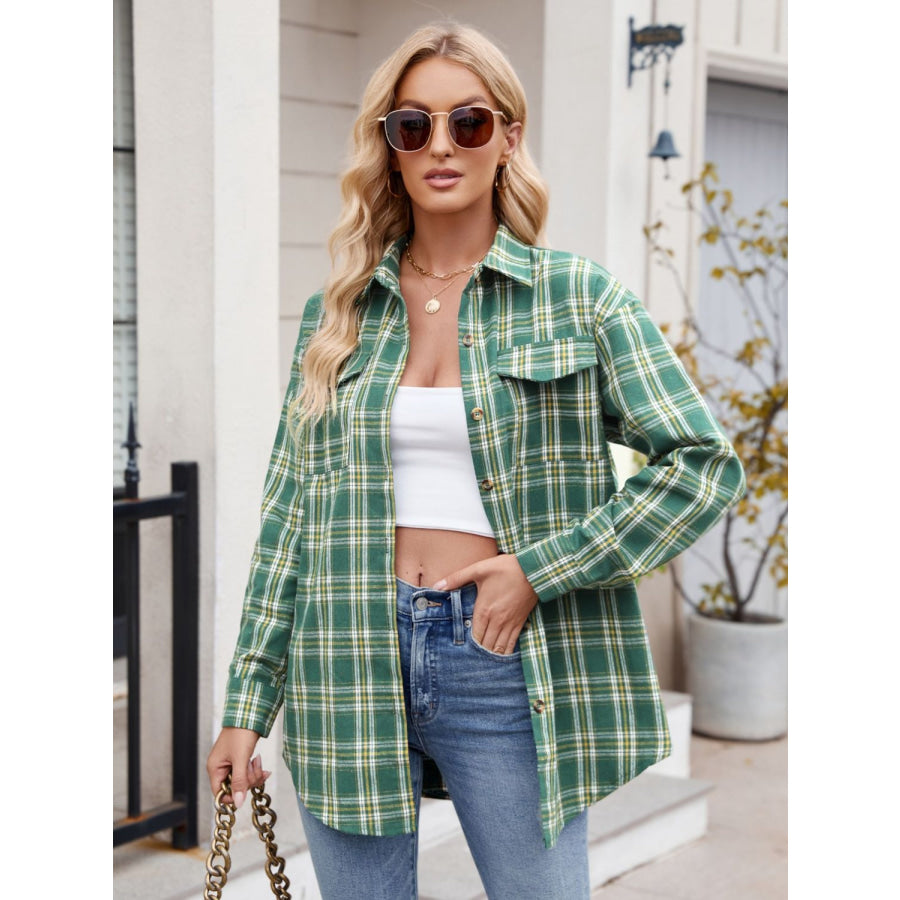 Plaid Button Up Long Sleeve Shirt Apparel and Accessories