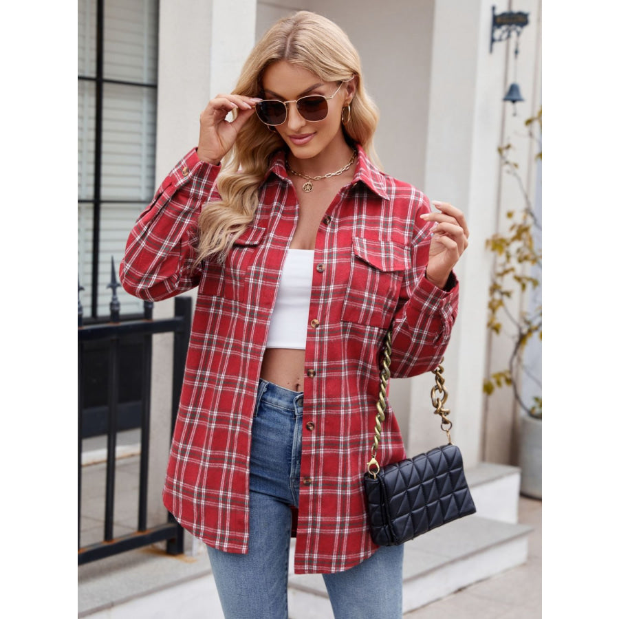Plaid Button Up Long Sleeve Shirt Apparel and Accessories