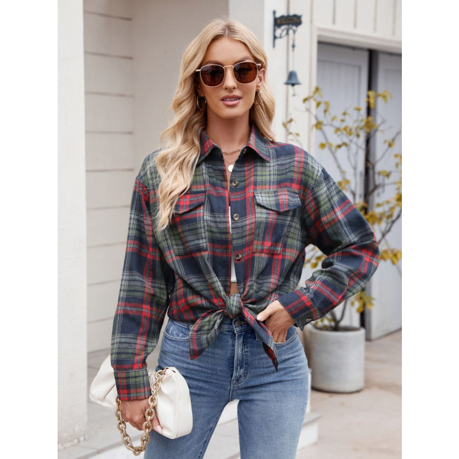 Plaid Button Up Long Sleeve Shirt Apparel and Accessories