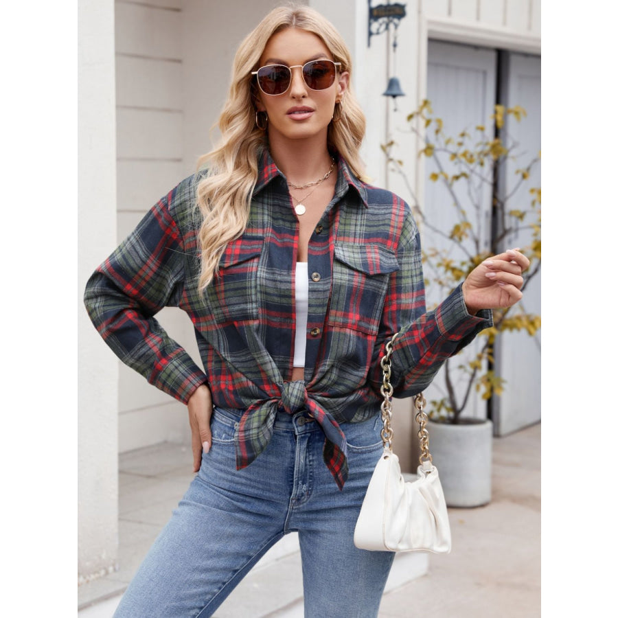 Plaid Button Up Long Sleeve Shirt Apparel and Accessories