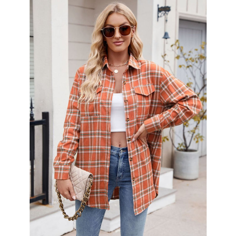 Plaid Button Up Long Sleeve Shirt Apparel and Accessories