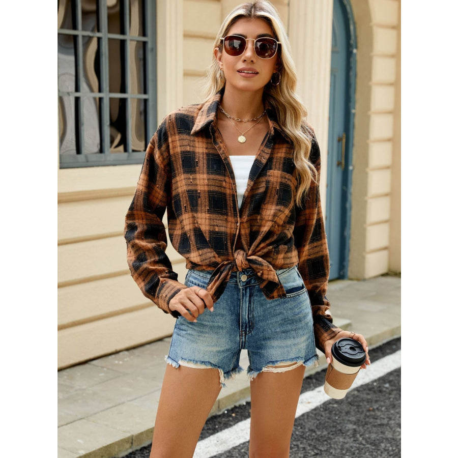 Plaid Button Up Long Sleeve Shirt Apparel and Accessories