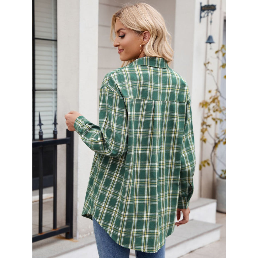 Plaid Button Up Long Sleeve Shirt Apparel and Accessories