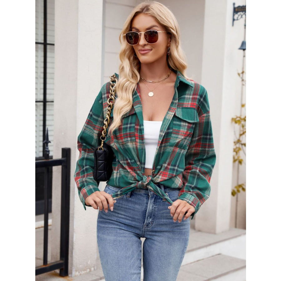 Plaid Button Up Long Sleeve Shirt Apparel and Accessories