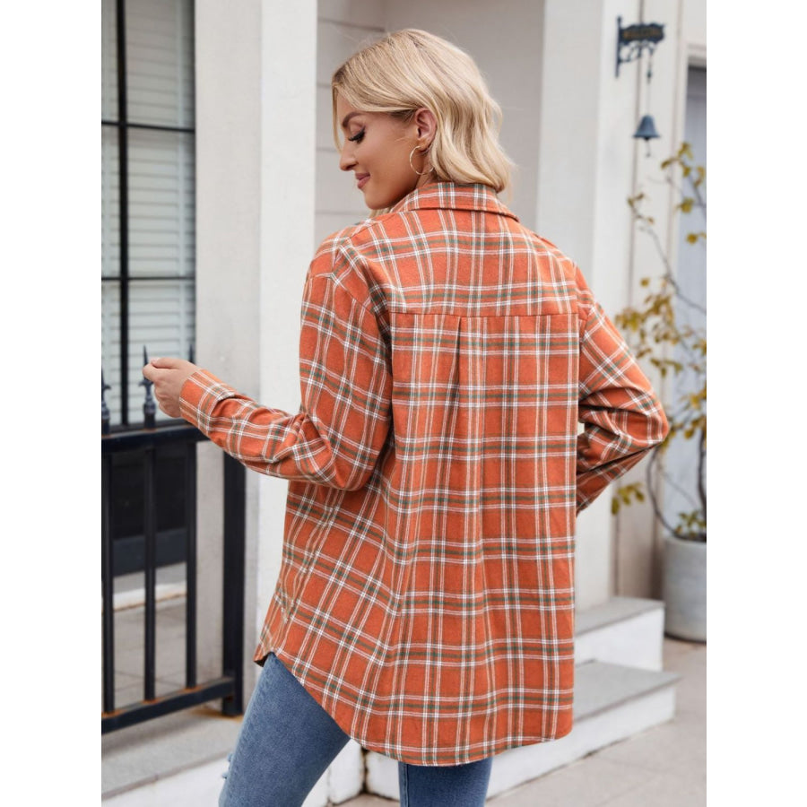 Plaid Button Up Long Sleeve Shirt Apparel and Accessories