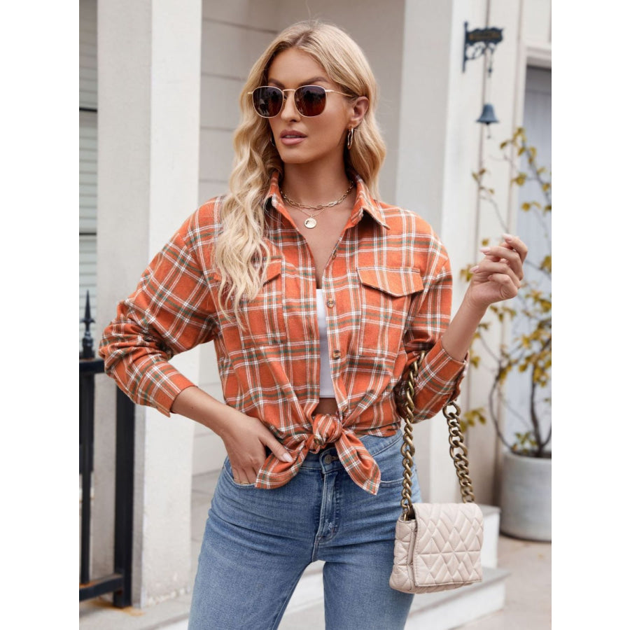 Plaid Button Up Long Sleeve Shirt Apparel and Accessories