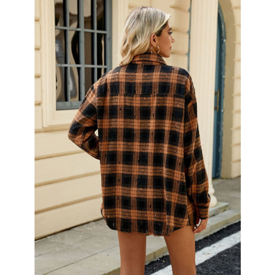 Plaid Button Up Long Sleeve Shirt Apparel and Accessories