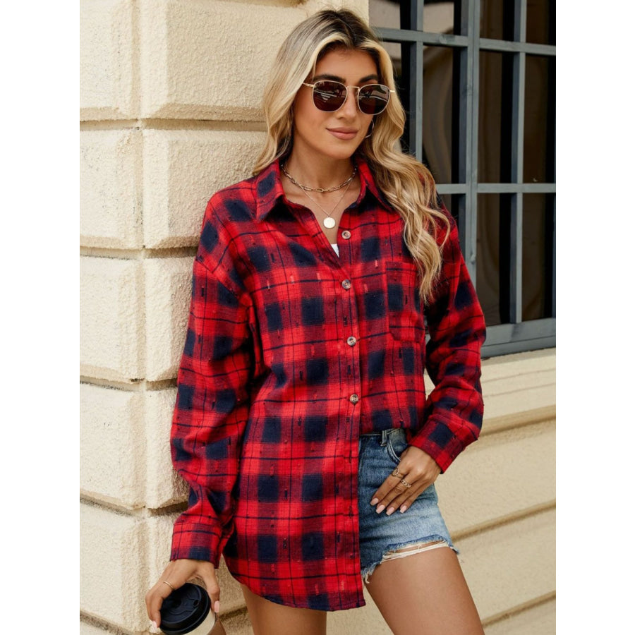 Plaid Button Up Long Sleeve Shirt Apparel and Accessories