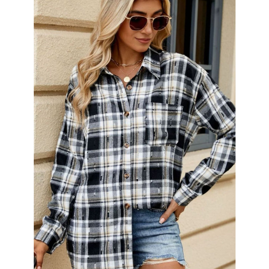 Plaid Button Up Long Sleeve Shirt Apparel and Accessories
