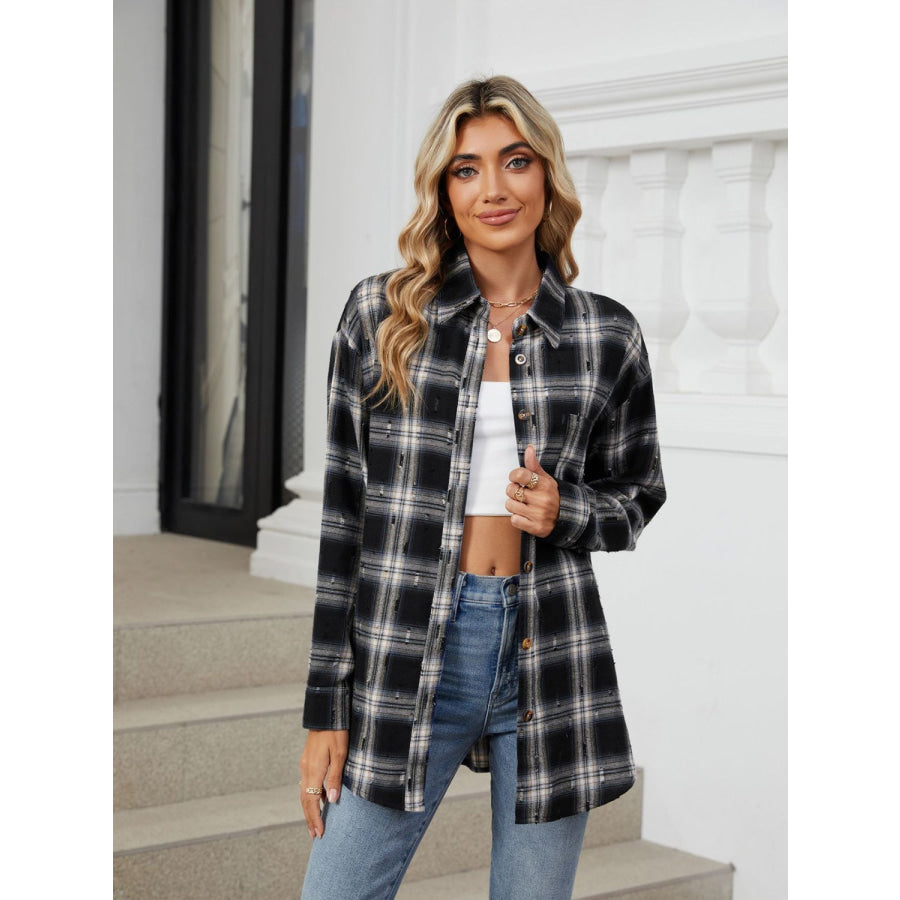 Plaid Button Up Long Sleeve Shirt Apparel and Accessories