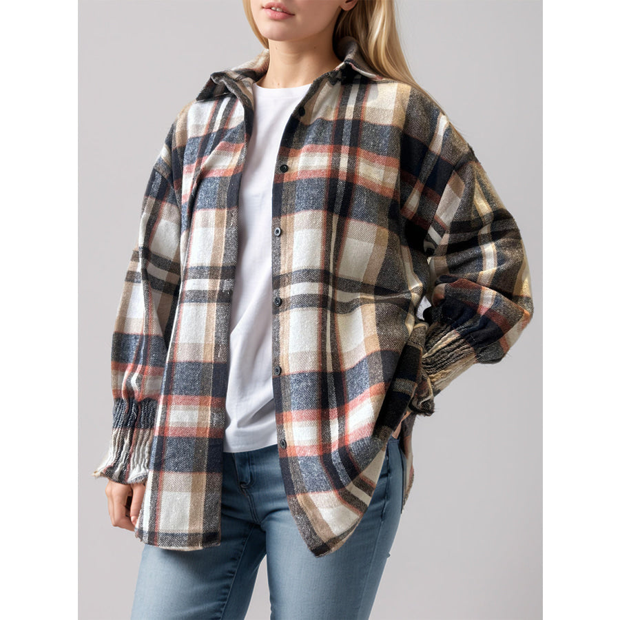 Plaid Button Up Long Sleeve Shirt Multicolor / S Apparel and Accessories