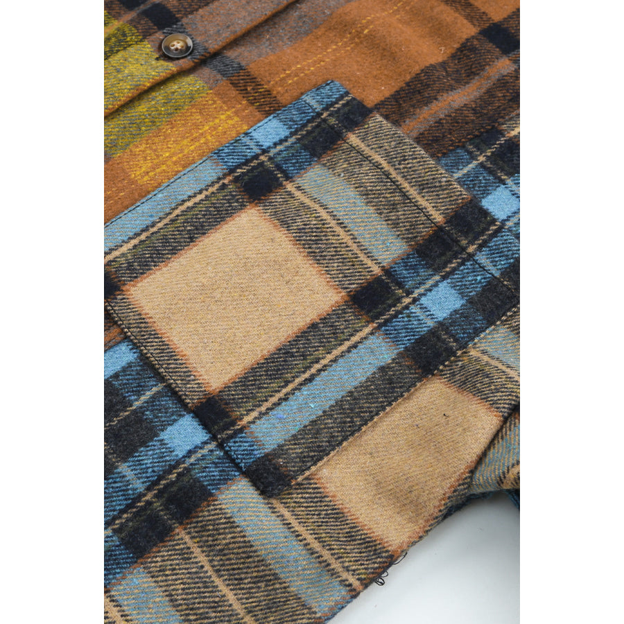 Plaid Collared Neck Long Sleeve Shirt Apparel and Accessories