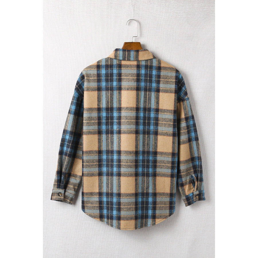 Plaid Collared Neck Long Sleeve Shirt Apparel and Accessories