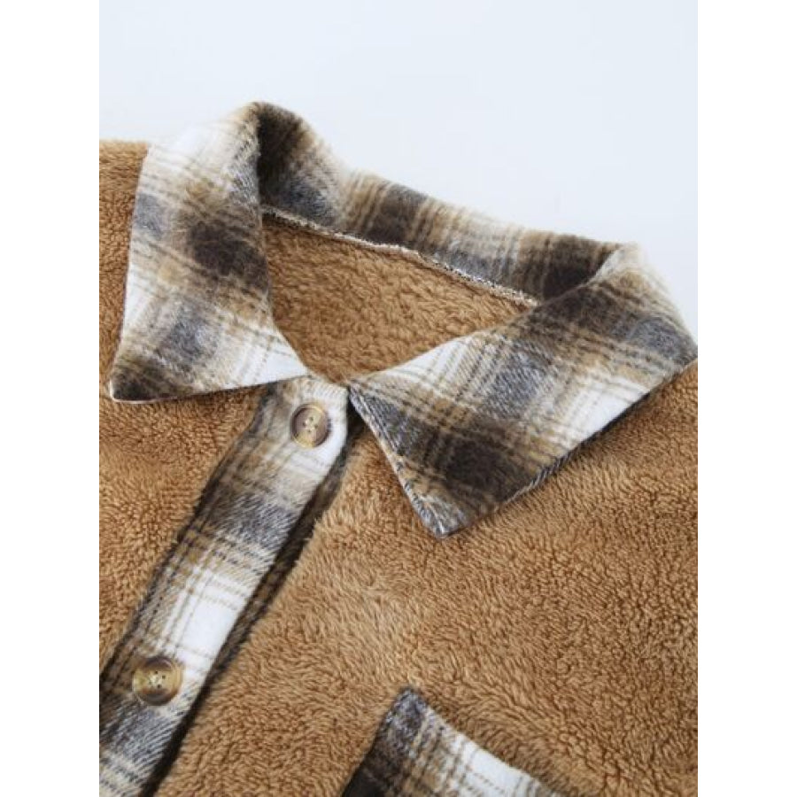 Plaid Contrast Dropped Shoulder Coat Apparel and Accessories