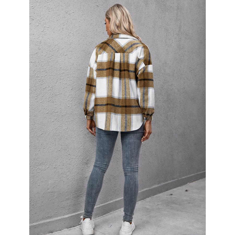 Plaid Long Sleeve Shirt Jacket
