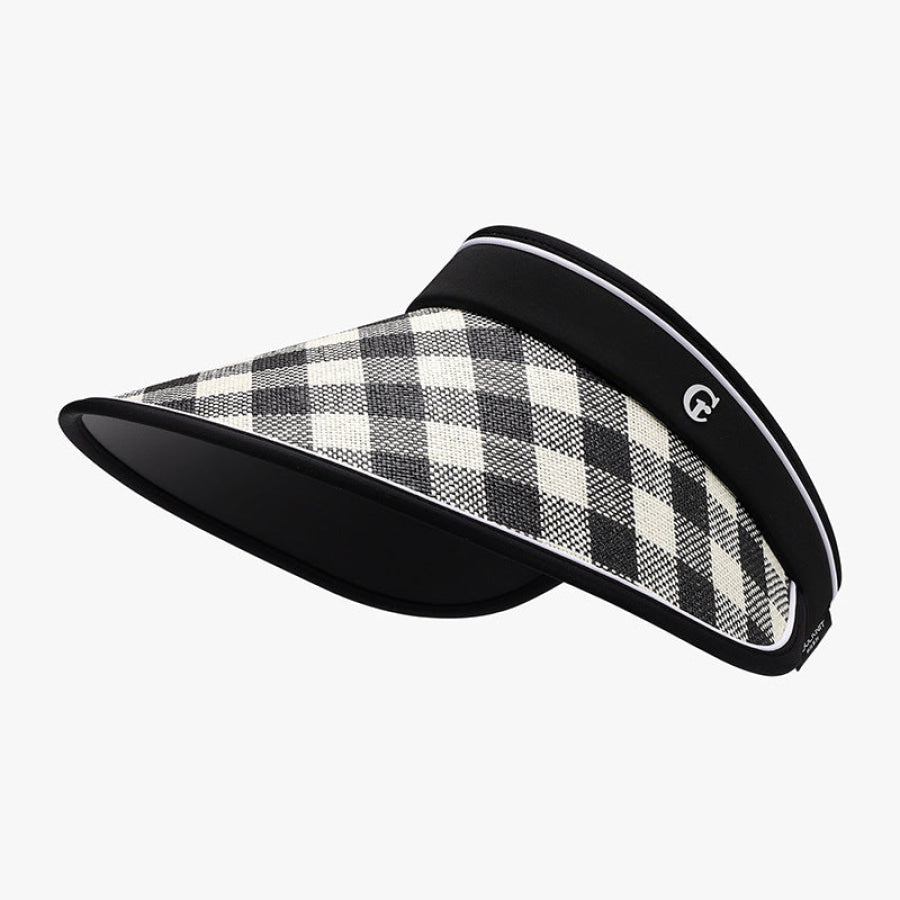 Plaid Natural Grass Adjustable Sun Hat Black / One Size Apparel and Accessories