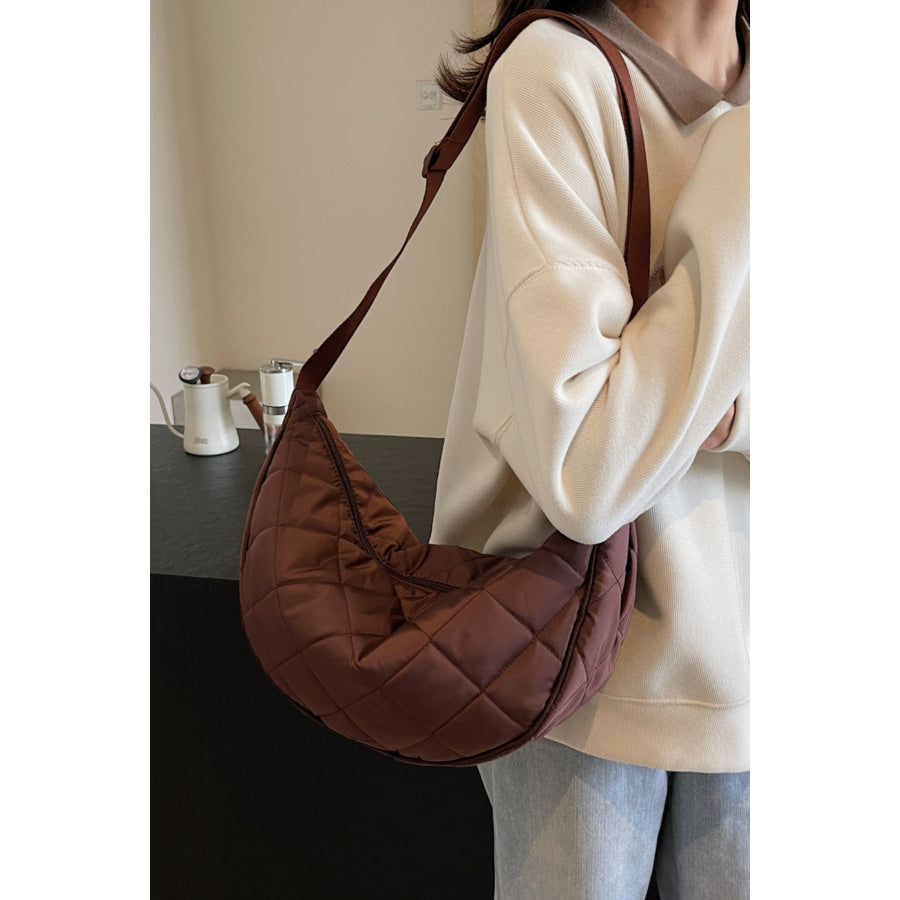 Plaid Quilted Adjustable Strap Crossbody Bag Apparel and Accessories